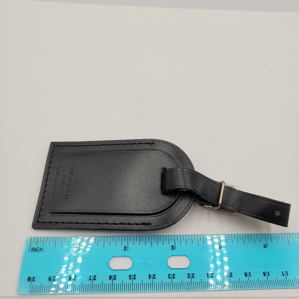 Louis Vuitton Black Leather Luggage Tag Personalized SWD Made in France - Picture 6 of 6